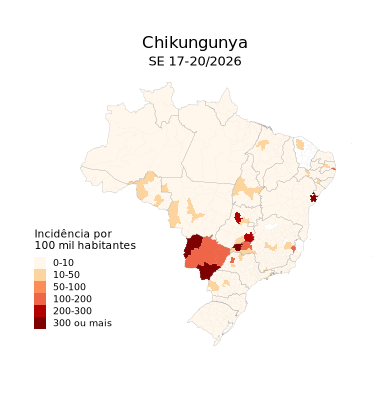 Mapa de incidência de Chikungunya no Brasil