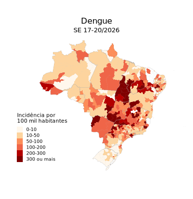 Mapa de incidência de Dengue no Brasil